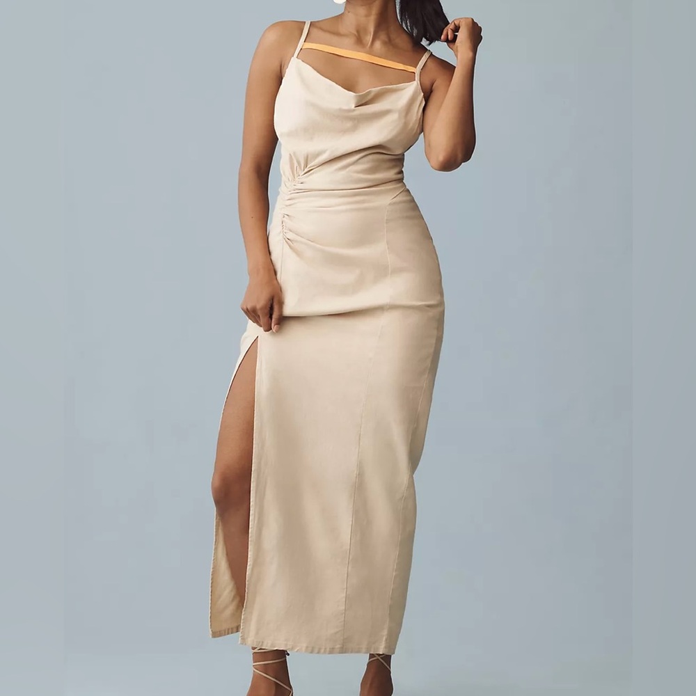 Anthropologie Ruched Slim Midi Dress Size 0